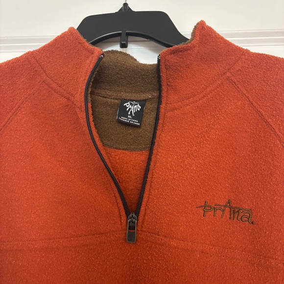 Prana Sweater Mens XL Orange Outdoor Hiking 1/4 Zip Pullover Jacket Y2k Style - Picture 2 of 5